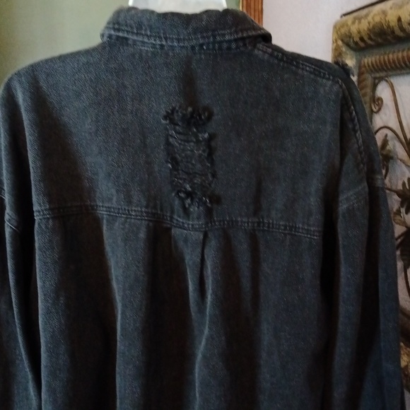 Coolest Blakeley Black Deconstructed Jean jacket Sz S/M - Picture 6 of 9